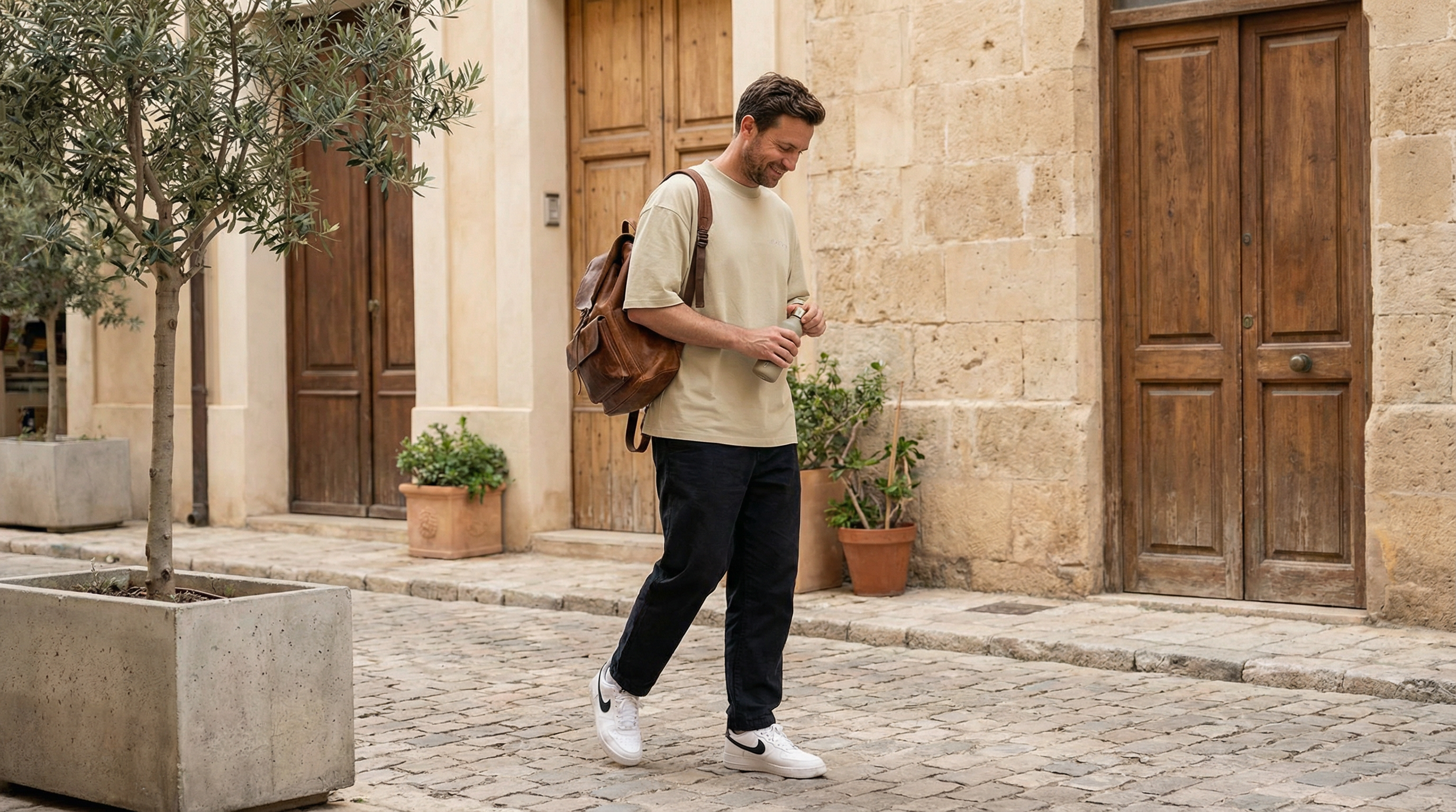 Organic Oversized High Neck T-shirt Stone