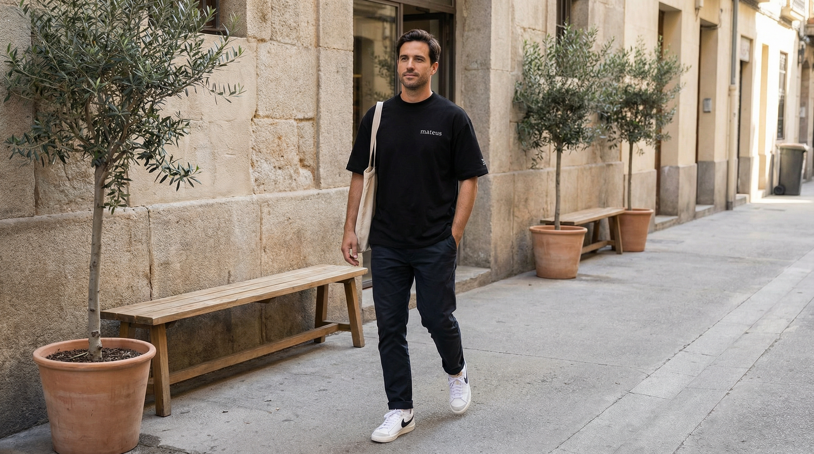 Organic Oversized High Neck T-shirt Black