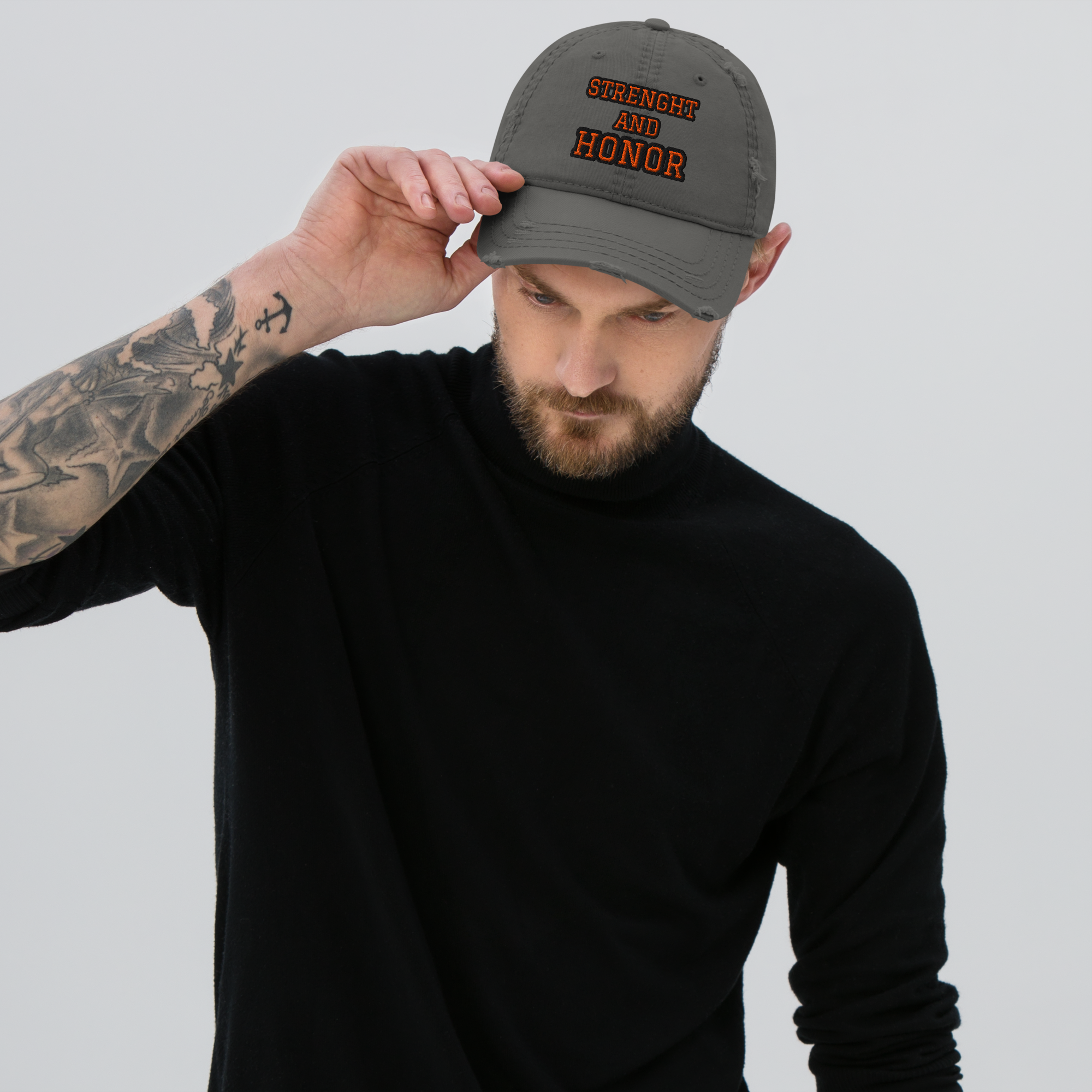 Distressed Dad Hat Charcoal Grey