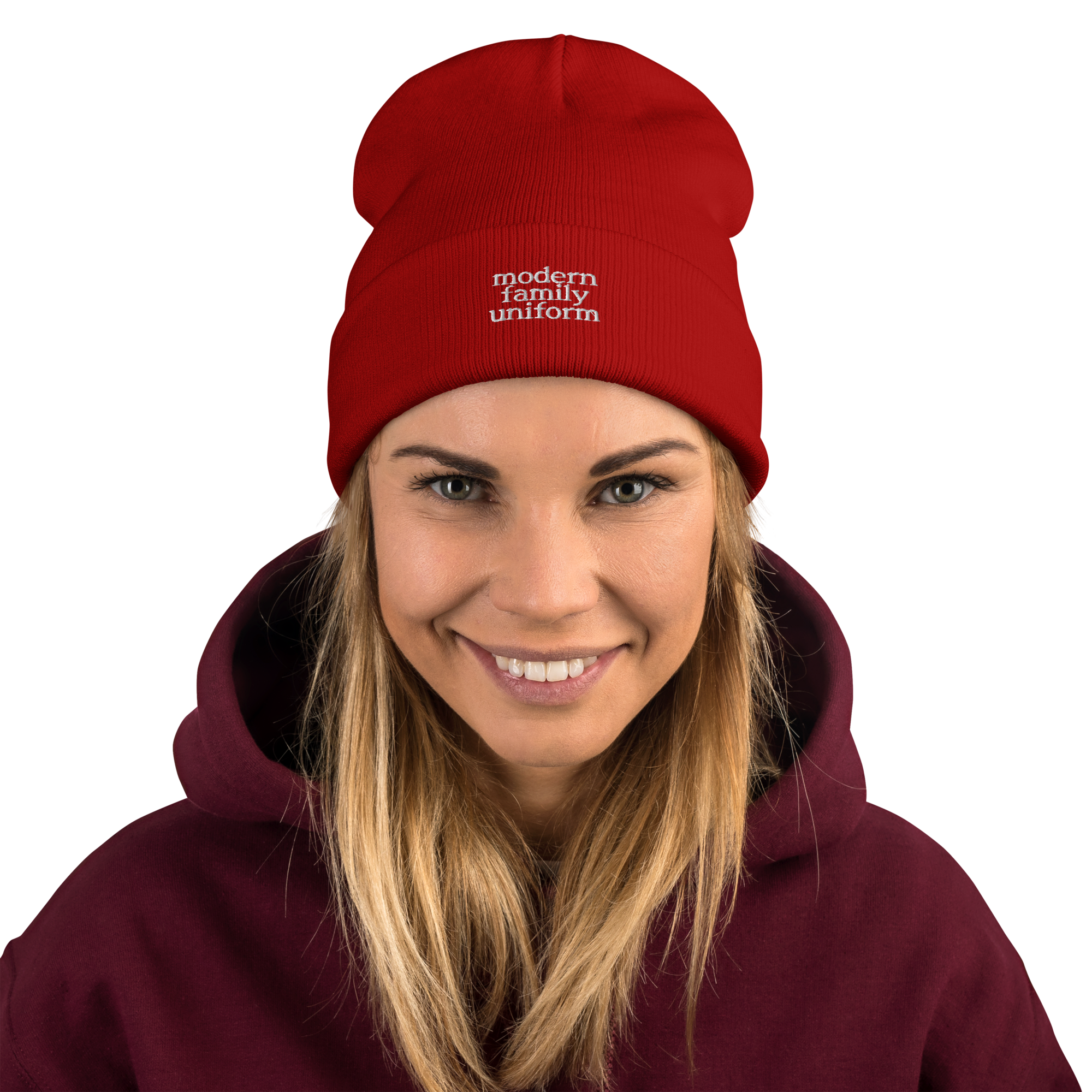 Embroidered Beanie Red